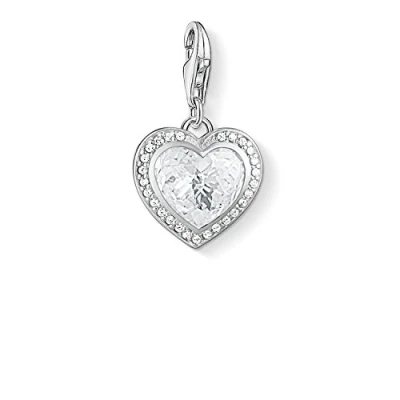 Image of Thomas Sabo Women Charm Pendant Heart Club 925 Sterling Silver Zirconia white 1362 051 14