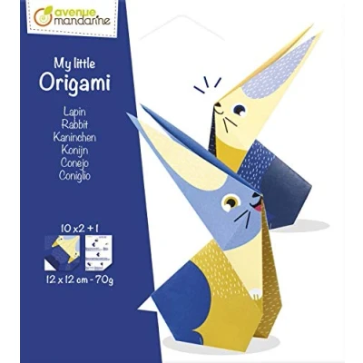 Image of Avenue Mandarine Ref OR507C My Little Origami Make a Rabbit 70gsm Paper, 20 Sheets, 2 Designs, Folding Instructions to Animal Model, Suitable for Ages 5+, Assorted Colours, Large