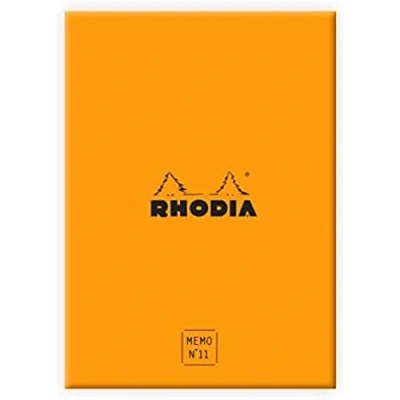 Image of RHODIA 194050C Memo Pad Box N11 Orange A7 8.5x11.5 cm Ruled 240 Sheets 80g/m Practical and Compact Rhodiatime Collection