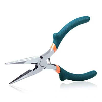 Image of SPEEDWOX Mini Long Nose Pliers Thin 5 1/2 Inches Precision Wire Cutters Small Jewelry Craft Convex Shoulder Serrated Jaw Micro Side Cutting Fine Professional Beading Hobby DIY Tool