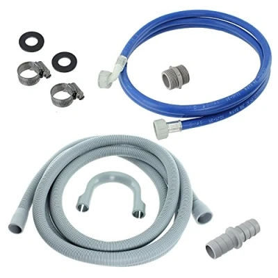 Image of Qualtex 2.5M Universal Dishwasher Fill Water &amp; Waste Drain Hose Extension Kit