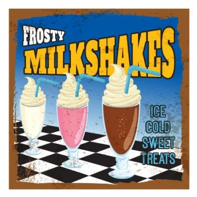Image of PARTYRAMA.CO.UK Frosty Milkshakes PVC Party Sign Decoration 25cm x
