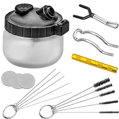 Image of BLUESEABUY Professional Airbrush Cleaning Set, 1 Container, 5 Nylon Brush Stainless Steel Needle Tool Golden Nozzle Set
