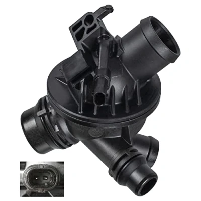 Image of 11537605431, 11538671514 Engine thermostat FEBI BILSTEIN 173402 103C with housing BMW: 7, 6 Coupe