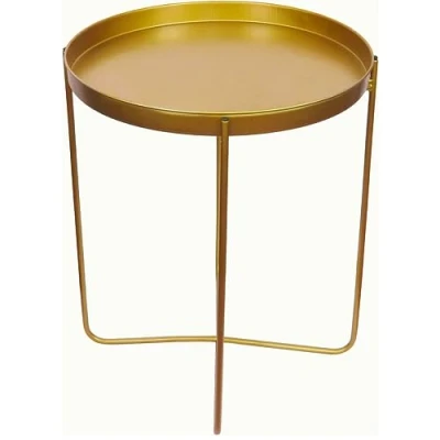 Image of Trendi Golden Metal Side Table: Versatile Round End Table and Nightstand for Stylish Home Decor Display living room Furniture Unit