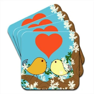 Image of Love Birds Up In The Tree Set Of 4 Coasters