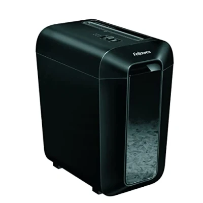 Image of Fellowes Paper Shredder 10 Sheets (P4), Particle Cut for Home, Office, Powershred LX65, with 22L Waste Bin and Safesense, LX Design Series, Black