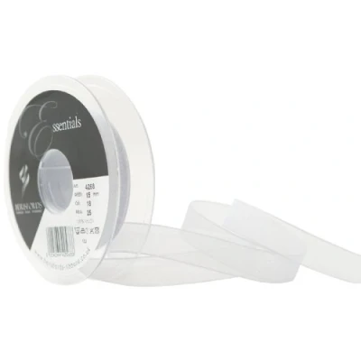 Image of Berisfords 15 mm Super Sheer Ribbon, Silver Grey