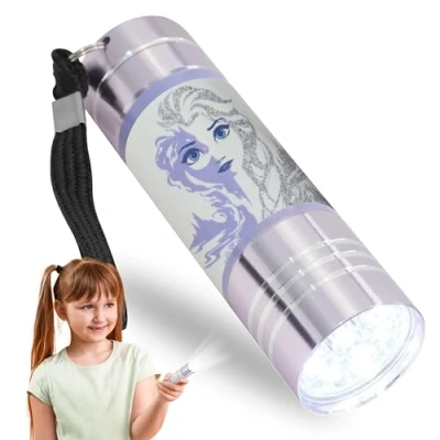 Image of SRV Hub Kids Aluminum 9 LED Torch with Colours Featuring Frozen Character Elsa for Girls 3+ Years (Light Purple)