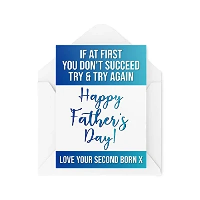 Image of Funny Father&#039;s Day Cards Birthday for Dad Greeting Card Him If You Don&#039;t First Succeed Try Again Comedy Humour Joke CBH138