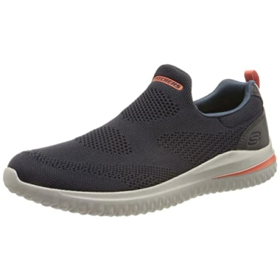 Image of Skechers Delson 3.0 Slipons, Men&#039;s, Size: 9, Navy Imitation leather/ textile
