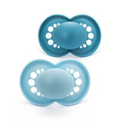 Image of MAM Original Soother 6+ Months (Pack of 2), Baby Made from Sustainable Material, SkinSoft Silicone Teat, with Case, Blue (Designs May Vary)