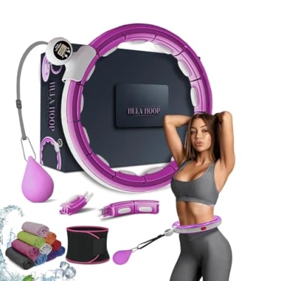 Image of Smart Weighted Hula Hoop For Adults, Detachable Fitness Ring With 360 Degree Auto Spinning Ball Massage, Hoops Equipment Weight Loss