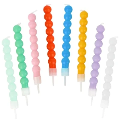 Image of Talking Tables 8 x Bobble Birthday Candles for Cakes, Cake Topper Decoration, Premium Quality, Colourful Pastel Candle, cm Height, Recycled Packaging