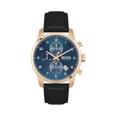Image of BOSS Chronograph Quartz Watch for Men with Black Leather Strap 1513783