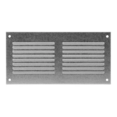 Image of Galvanised Steel Air Vent Grille 200mm x 100mm with Fly Screen Flat Louvre Duct Cover.