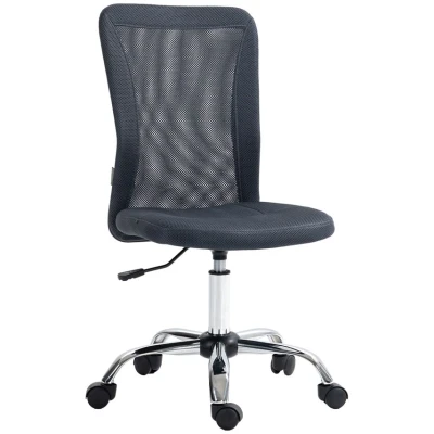 Image of Vinsetto Office Chair, Armless Desk Adjustable Computer Swivel Chair with Rolling Wheels and Mesh Back for Home Work Study, Dark Grey