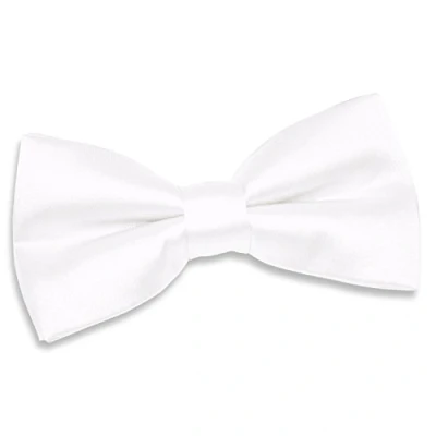Image of DQT Men Pre Tied Plain Satin Adjustable Tuxedo Bow Tie White