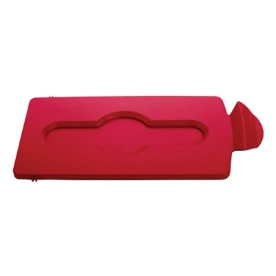 Image of Rubbermaid Commercial Products Slim Jim Recycling Station Red Closed Lid 2007192