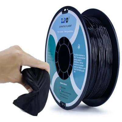 Image of ZIRO Flexible TPU Filament 1.75mm, 3D Printer 1.75mm 0.8KG Spool, Dimensional Accuracy +/ 0.05mm, Black