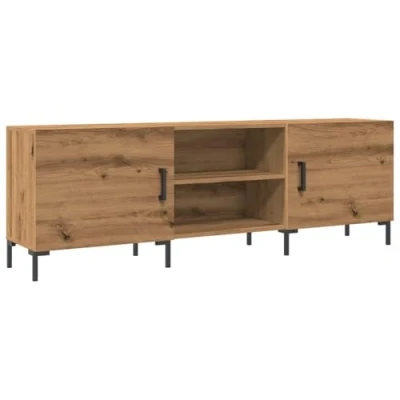 Image of vidaXL tv cabinet/stand/media console artisan oak, engineered wood, 150x30x50 cm with iron legs modern storage for living room/lounge