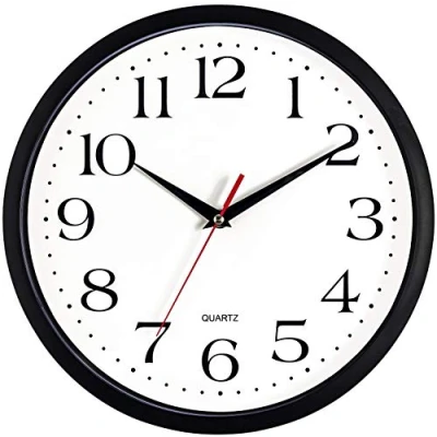 Image of Bernhard Products Black Wall Clock Silent Non Ticking,12 Inch Quality Quartz Battery Operated Round Easy to Read Home/Office/Kitchen/Classroom/School Sweep Movement (12 Inch)