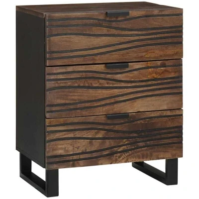 Image of vidaXL Bedside Cabinet 50x33x60 cm made from solid mango and engineered wood.