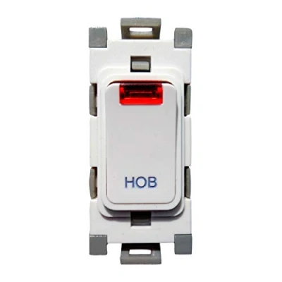 Image of Deta G3572 Grid Switch 20 Amp Double Pole with Neon Marked &#039;Hob&#039; (White)