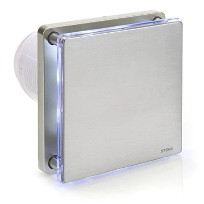 Image of STERR Silver Bathroom Fan 4 inches / 100 mm with LED Extractor Stainless Steel Front Modern Look BFS100L S 10 W