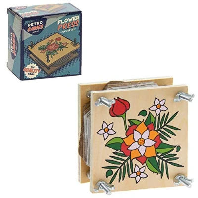 Image of Retro Games Family Fun Wooden Flower Press