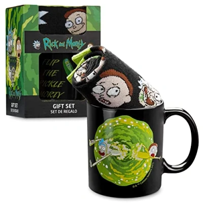 Image of Rick and Morty Mug Socks Set Pickle Portal Gift