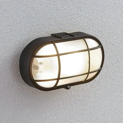 Image of Lindby Alisha outdoor wall lamp, oval, black
