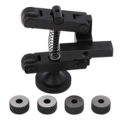 Image of Knurling Tool, Steel Dual Wheel Tool Set Linear Knurl Lathe Adjustable Shank with Diagonal 0.8mm/1.2 mm/1.2 mm Pitch