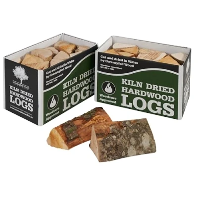 Image of Kiln Dried Hardwood Logs, (24L), WoodSure Approved, for Wood Burners, Open Fires, Stoves, Pizza Ovens, Camp Fires and Chiminea (2 Boxes (48L))