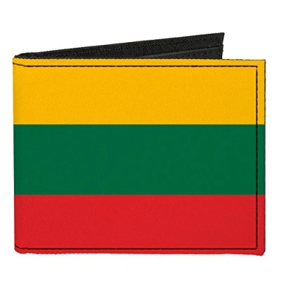 Image of Buckle Down Men&#039;s Canvas Bi fold Wallet Lithuania Flag, Multi, One Size