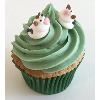 Image of 12 Edible Sugar Cake Decorations: Mini Cows
