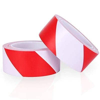 Image of YTBUBOR Hazard Warning Tape Red and White 2 Pack 50mm x 20m PVC Safety Marking Barrier Adhesive