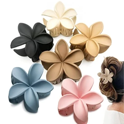 Image of 6 PCS Flower Hair Claw Clips Nonslip Matte for Women Thick to Thin Styling Accessories Cute Clip