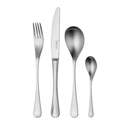 Image of Robert Welch RW2 Satin, 24 Piece Cutlery Set for 6 People. Made from Stainless Steel. Dishwasher Safe.