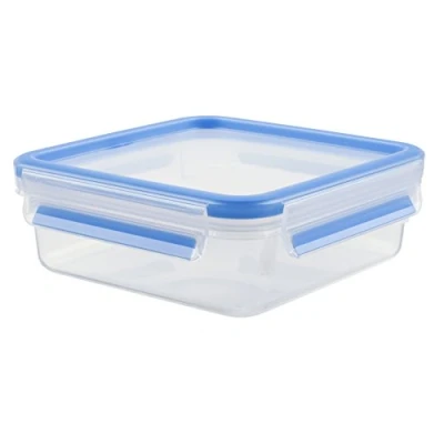 Image of Tefal K3022112 MasterSeal Fresh Box, Plastic Food Storage Container, Keeps Fresher for Longer and 100 Percent Leakproof, 0.85 Litre, Clear/Blue