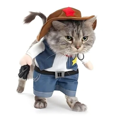 Image of DELIFUR Cat Christmas Costumes,the Cowboy for Party Special Events Costume,West Uniform with Hat, Funny Pet Outfit Clothing Dog Cat(S)