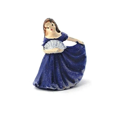 Image of Melody Jane Dolls Houses Lady in Blue Gown Figurine Miniature Ornament Accessory