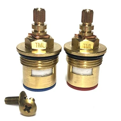 Image of Pair BSP 3/4&quot; Bath Ceramic Disc Tap Valves Cartridges x 53mm No Threaded Collar (Solid Brass Screws Provided)