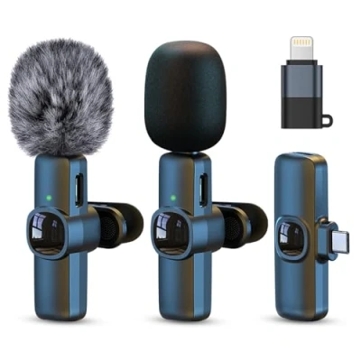 Image of Wireless Lavalier Microphone, Xndryan Microphone for iPhone/Android Phone/iPad Noise Reduction Cordless Mini Laper Video Recording, YouTube, Vlogging, TikTok