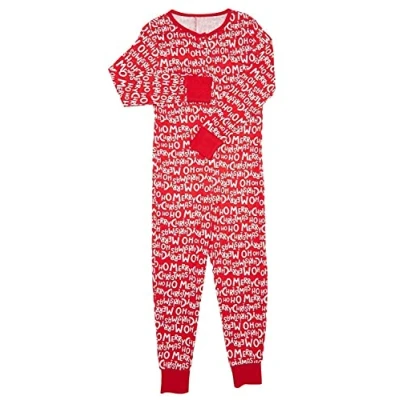 Image of Kids Christmas Onezee Boys Girls HO Pyjamas PJ 2 14Y All in ONE Sleepsuit Red