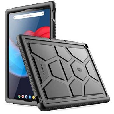 Image of Poetic Google Pixel Slate 12.3 tablet Case, Heavy Duty Shockproof Kids Friendly Silicone Case Cover, TurtleSkin Series, for 12.3, Black
