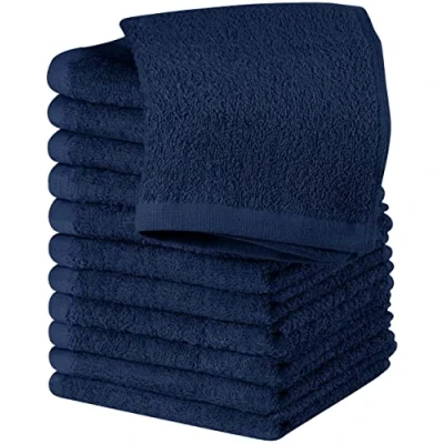 Image of Utopia Towels 12 Pack Cotton Washcloths Set 100% Ring Spun Cotton, Premium Quality Flannel Face Cloths, Highly Absorbent and Soft Feel Fingertip (Navy)