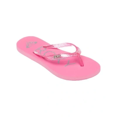 Image of Roxy RG Viva Sparkle Sandal For Girls, Flip Flops Bright Rose Pink Carnation, 4 UK