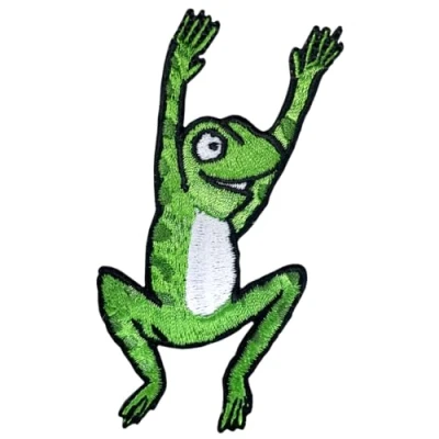 Image of Pawprint Family Frog Character Sew on Patch Julia Donaldson and Axel Scheffler&#039;s Room The Broom Official Merchandise