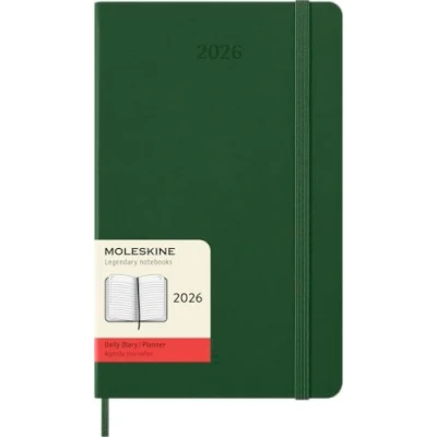 Image of Moleskine Daily Planner, Agenda 2026 12 Months, With Hard Cover and Elastic Closure, Large Format 13x21, Green Color